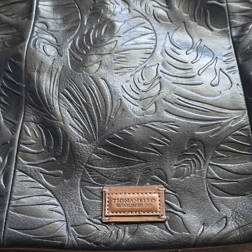 Tignanello Black Embossed Leather Bag